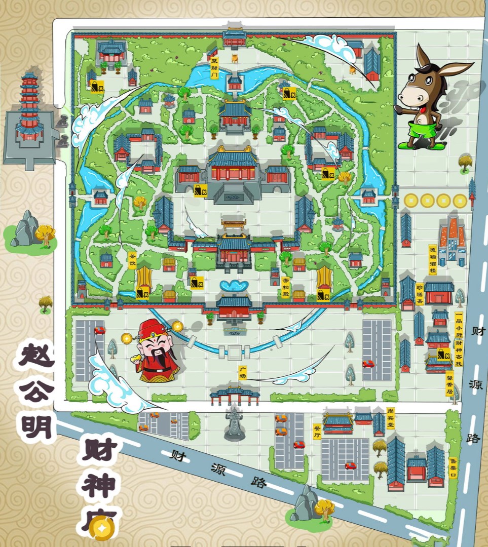 衢州寺庙类手绘地图